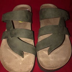 White Mountain suede like material sandals.
